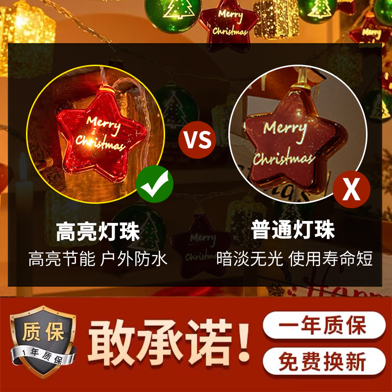 圣诞节圣诞树老人礼盒房间布置橱窗挂件led彩灯星星灯氛围灯