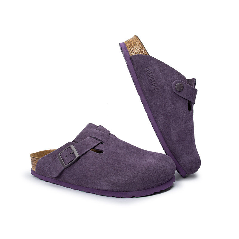 德国包头拖Boston半包勃肯鞋女2025新款真皮丑萌男宽头软木鞋紫色,淘宝优惠券,粉丝福利购,淘宝优惠卷
