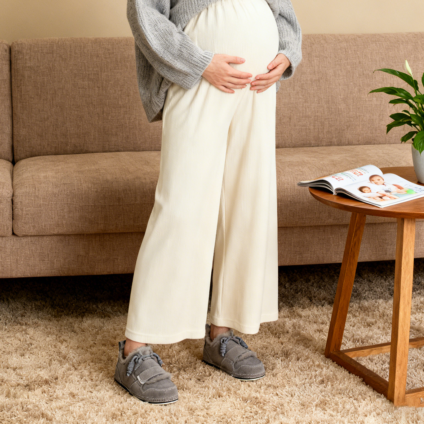 THEMULE灰色雪地靴女丑萌勃肯鞋加绒孕妇皮毛一体防滑魔术贴宽楦,淘宝优惠券,粉丝福利购,淘宝优惠卷