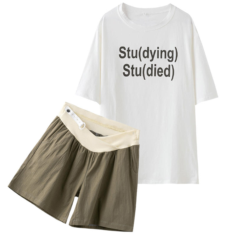 孕妇短裤夏季套装这遮肚显瘦短袖 薇茗语孕妇打底裤