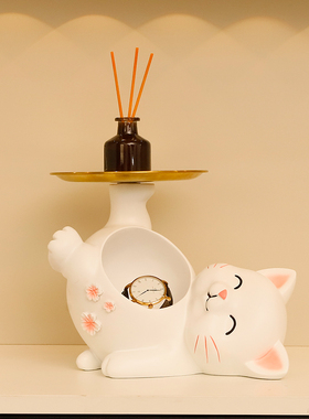 招财猫入户门口玄关钥匙收纳摆件客厅电视柜家居装饰乔迁新居礼品