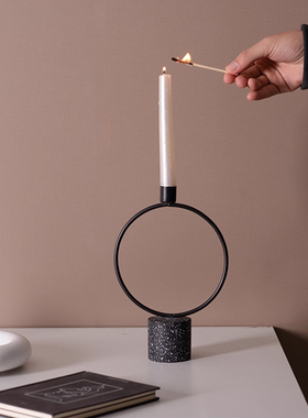 印度进口铁艺水磨石烛台