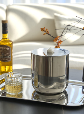 进口银色金属洋酒红酒冰块桶