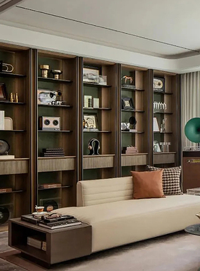 现代轻奢书房博古架软装装饰品