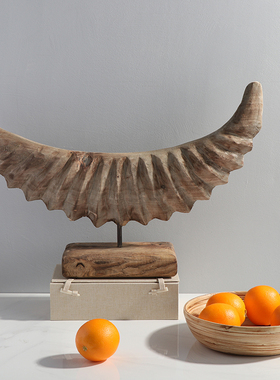 新中式极简轻奢创意木雕塑摆件