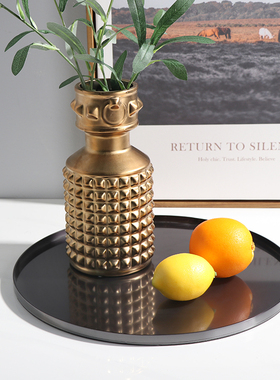 轻奢风黑色样板间餐厅茶几托盘