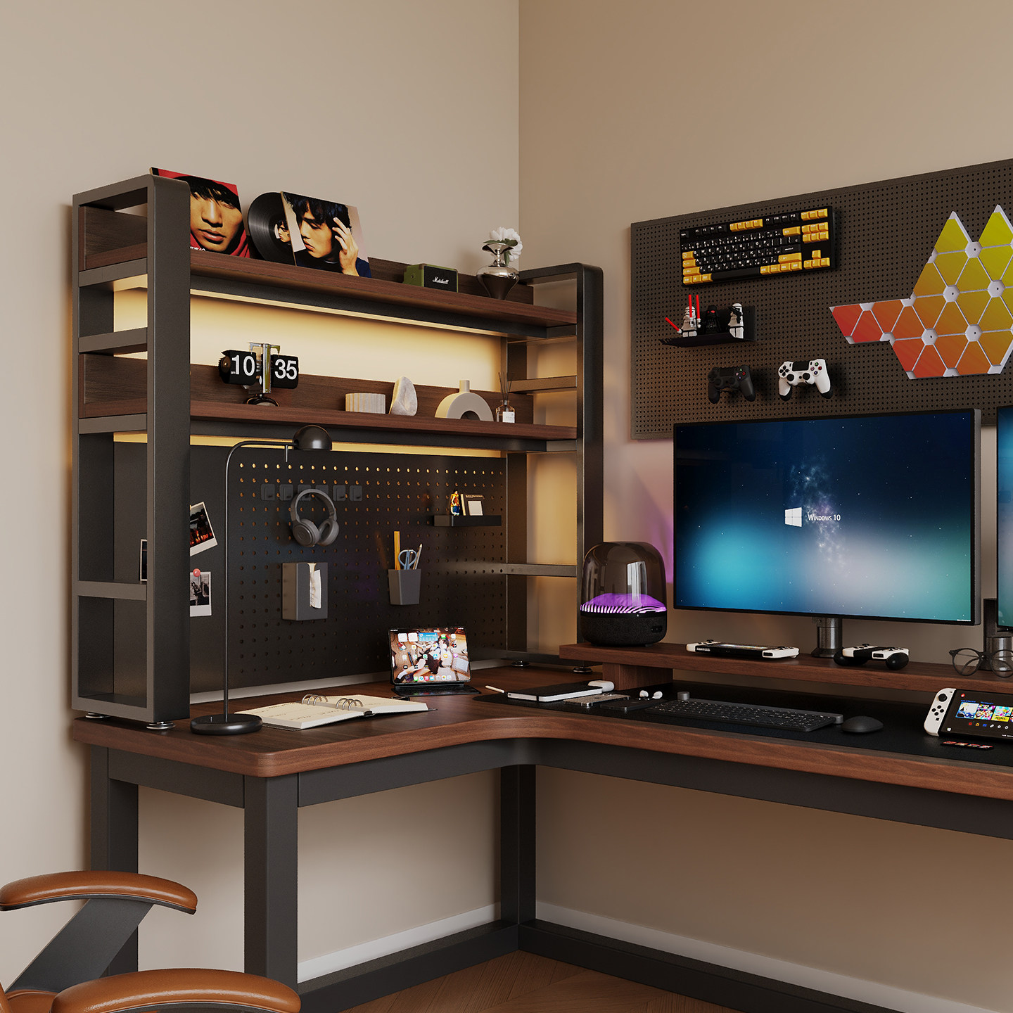 书架桌面洞洞板学习书桌置物架桌上电竞风多层收纳架电脑桌整理架,淘宝优惠券,粉丝福利购,淘宝优惠卷