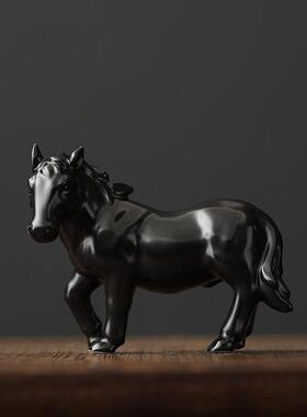 红色陶瓷马摆件十二生肖瓷器马客厅工艺品风水招财马到成功装饰品