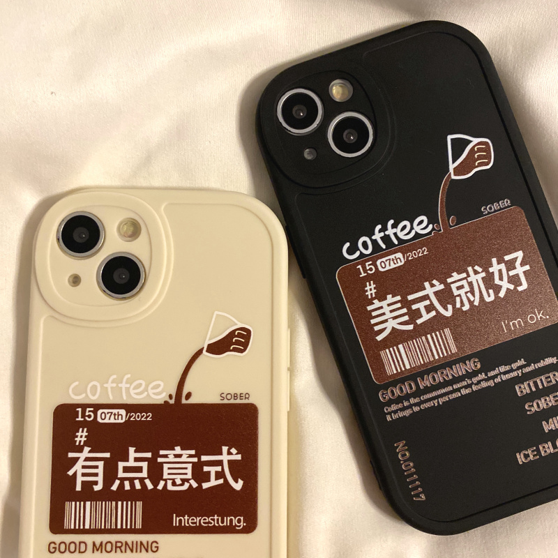 个性咖啡标签美式就好情侣opporeno7手机壳opporeno8/5pro保护套reno6/4女r17新款findx3防摔a93全包软硅胶男 - 图3