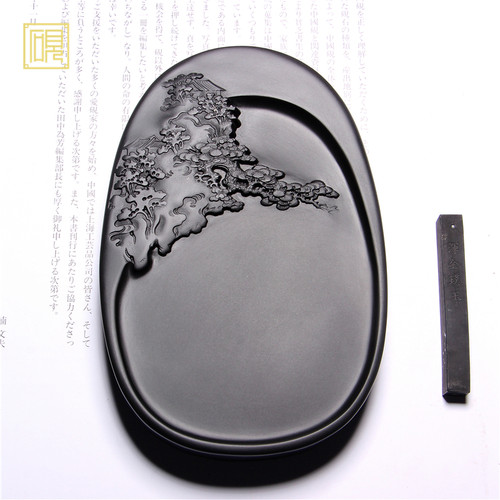 歙砚名砚《莲花砚》高档黑龙尾天然原石歙砚端砚砚台中小楷书法国画创作