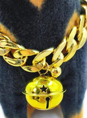 ,2023宠物大金铃铛项链猫咪泰迪法斗拉布拉多狗塑料金链子装饰