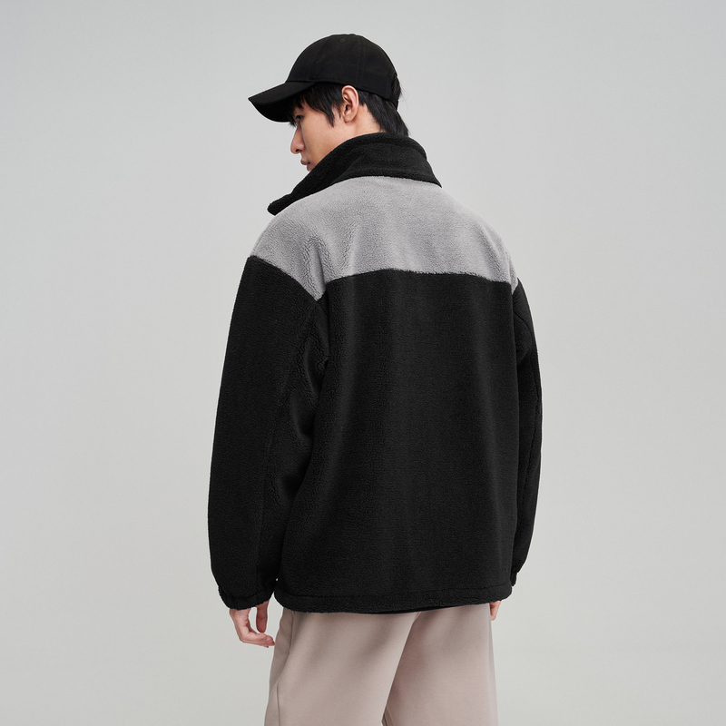 HLA/海澜之家SPRINTING SMILE秋冬夹克仿羊羔绒立领外套男