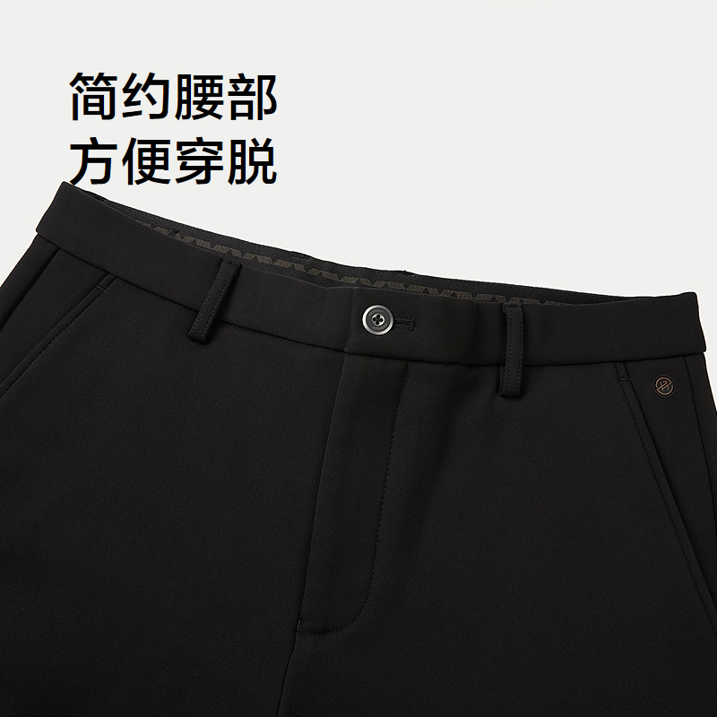 HLA/海澜之家加绒加厚休闲裤25秋冬新高腰直筒纯色商务通勤裤子男 - 图0