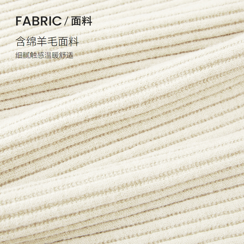 HLA/海澜之家含绵羊毛针织衫24秋新纯色半高领通勤风保暖毛衣女装