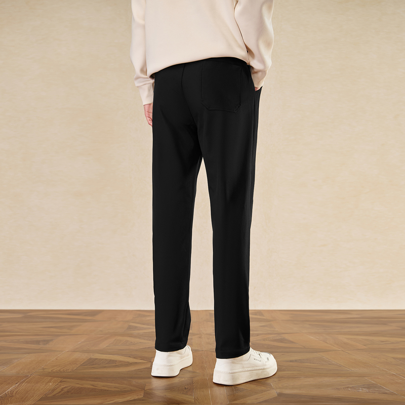 HLA/海澜之家山不在高休闲裤2025春季弹力松紧腰直筒长裤子男