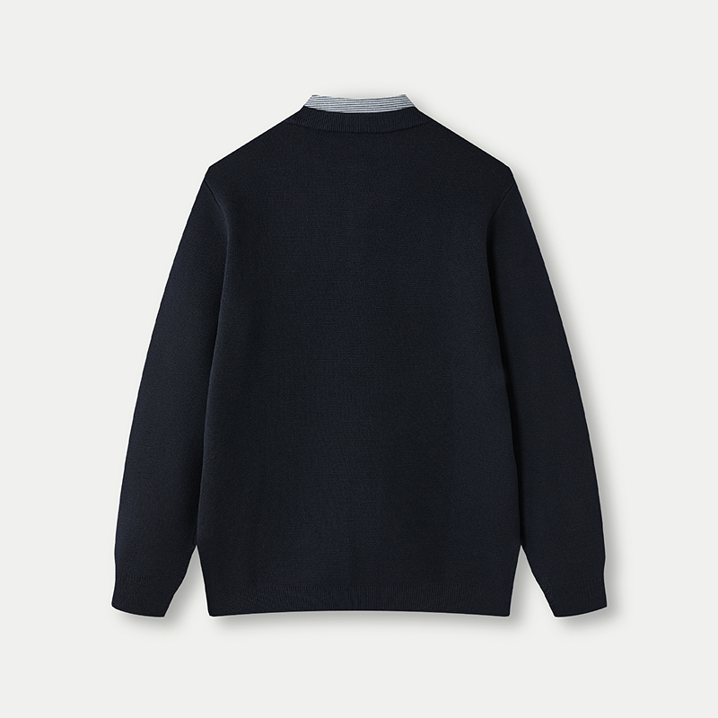 海澜之家25秋冬季保暖假两件针织衫商务休闲加绒加厚毛衣衬衫领男