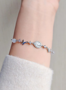 S925银小猫小狗手链送生日礼物