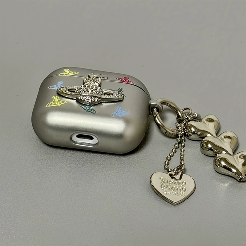 Подходит для Airpods 4-го поколения, защитный чехол для наушников, серебристый, West Queen Mother Planet Apple, чехол для наушников AirPods1/2-го поколения/pro, защитный корпус с подвеской, новый чехол для наушников AirPods 3-го поколения Bluetooth для женщин