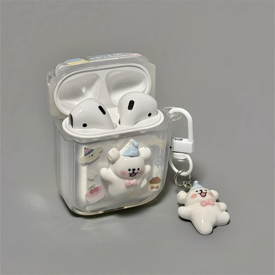 Applicable to AirPods Transparent Blue Hat Dog Headphone Case