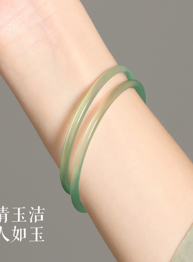 普陀山玛瑙玉髓手镯女叮当镯一对