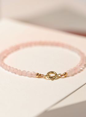 女天然水晶粉晶手链招桃花转运