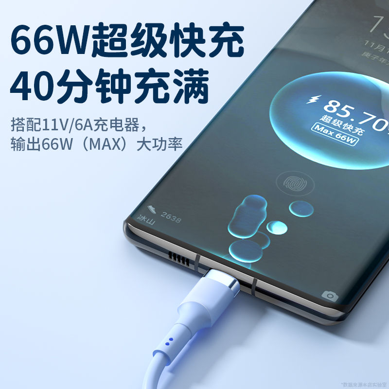 能适安卓Typec数据线超级66W快充适用荣耀oppo小米vivo华为mate50pro闪充6A充电线p40P30器tpyec硅胶加长2米 - 图0