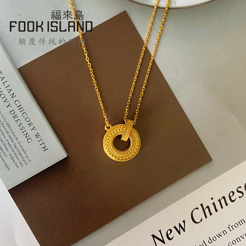 福来岛黄金岁岁金安麦穗999锁骨链 福来岛颈饰