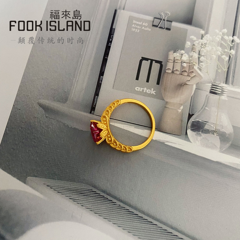 福来岛足金999古法金时尚款女戒指 福来岛手饰
