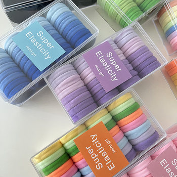 New boxed rainbow macaron gradient color hair ring hair accessories high elasticity does not hurt the hair towel ring rubber band hair rope ponytail