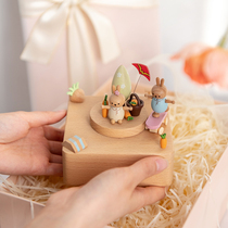 Cats Sky Sky City Wood Octaonic Box Music Box Skateboard Small Rabbit Birthday Gift Creative Pendulum Gift Gift