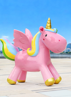 卡通独角兽雕塑玻璃钢