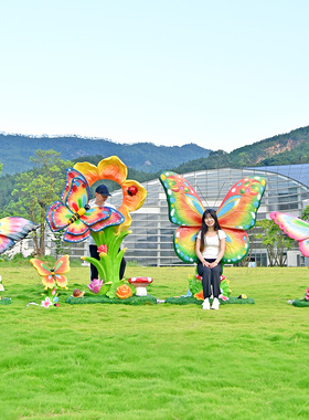 发光仿真蝴蝶雕塑玻璃钢大摆件