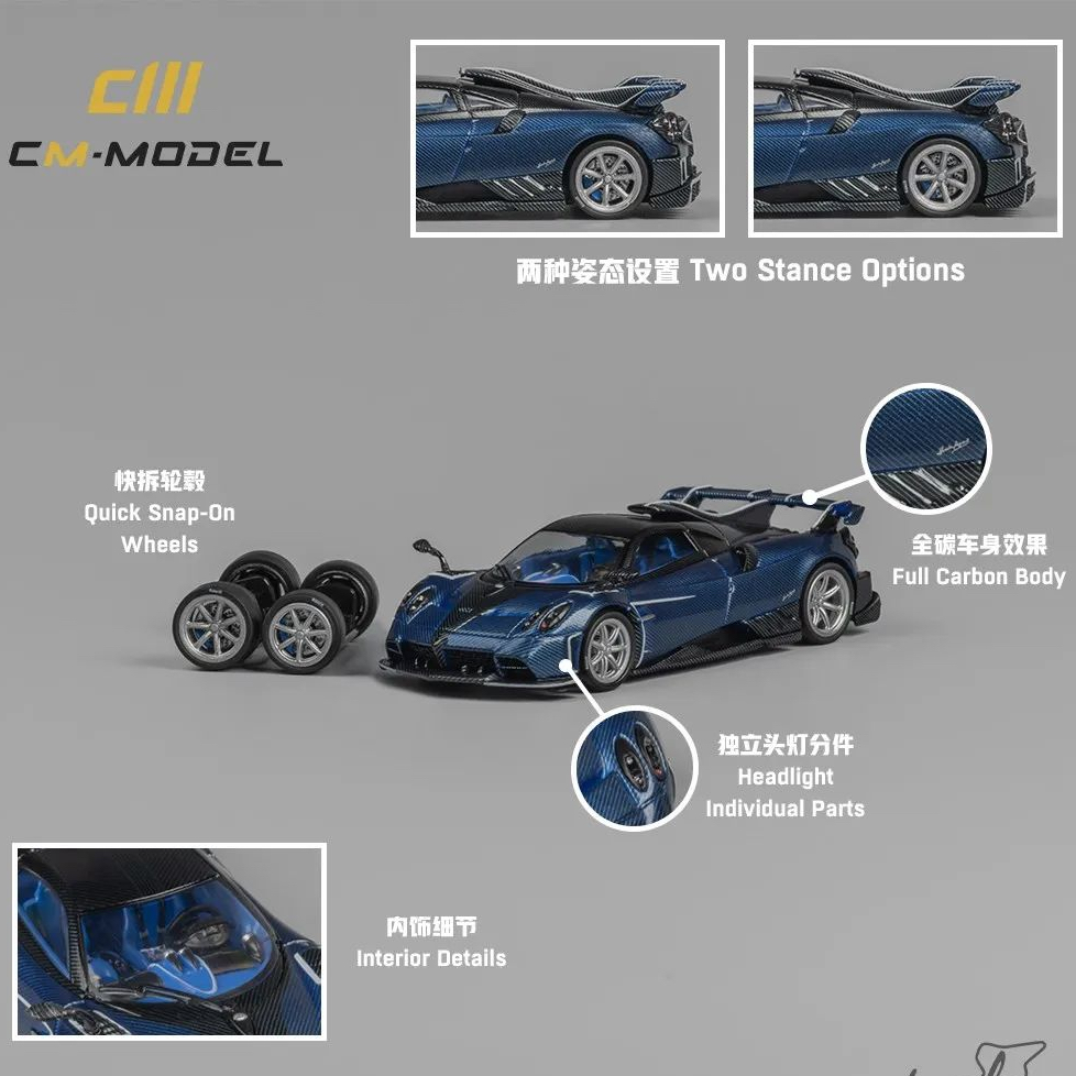 CMmodel1/64帕加尼伊莫拉蓝碳紫色银色仿真合金汽车模型摆件收藏-图0