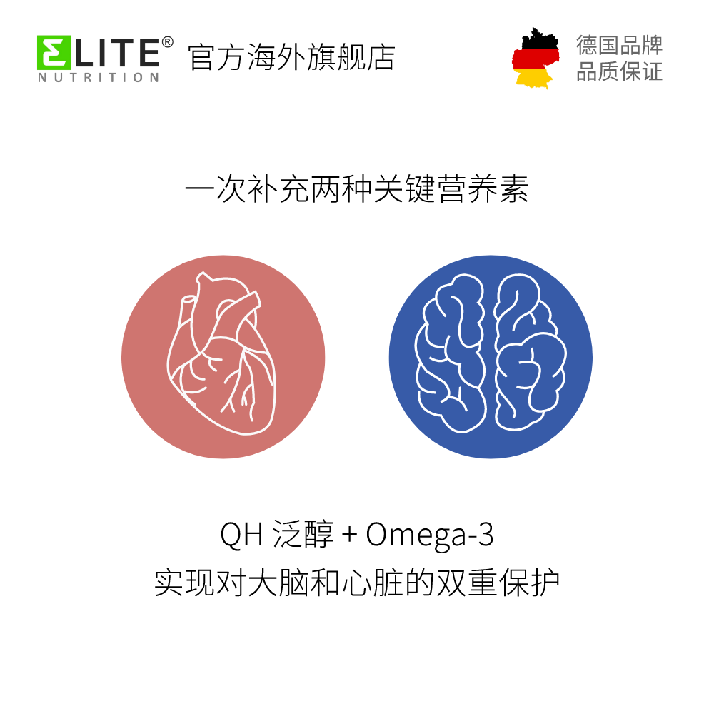 en辅酶q10泛醇心动力原装软胶囊 EliteNutrition海外辅酶Q10