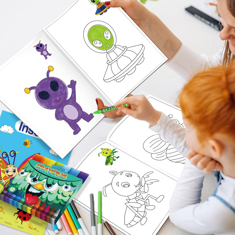 全英文儿童涂色本3-4岁早教启蒙填色图画书男孩女孩diy绘画涂色书-图1