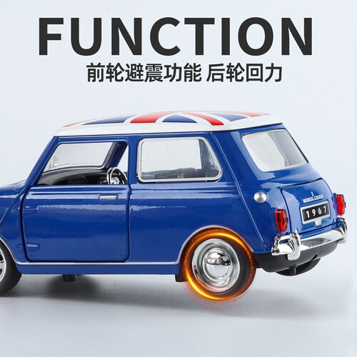 1:32仿真mini cooper复古老爷车合金模型汽车摆件儿童回力玩具车 - 图2
