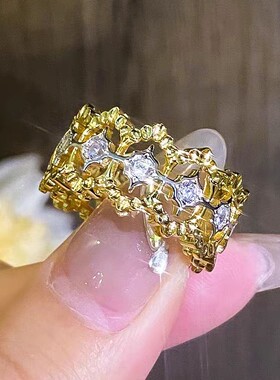 进口D色莫桑石镂空戒指