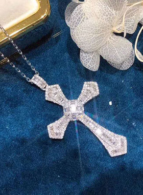 十字架锁骨链PRINGXY莫桑石女