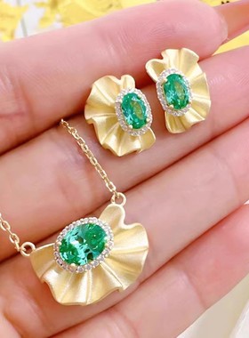 帕拉伊巴色复古绿宝石项链