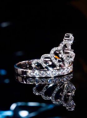 进口D色莫桑石在逃公主皇冠戒指