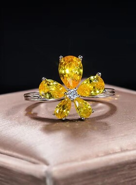 S925银镶嵌简约五朵花指