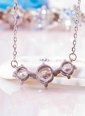 纯银三连钻项链进口D色