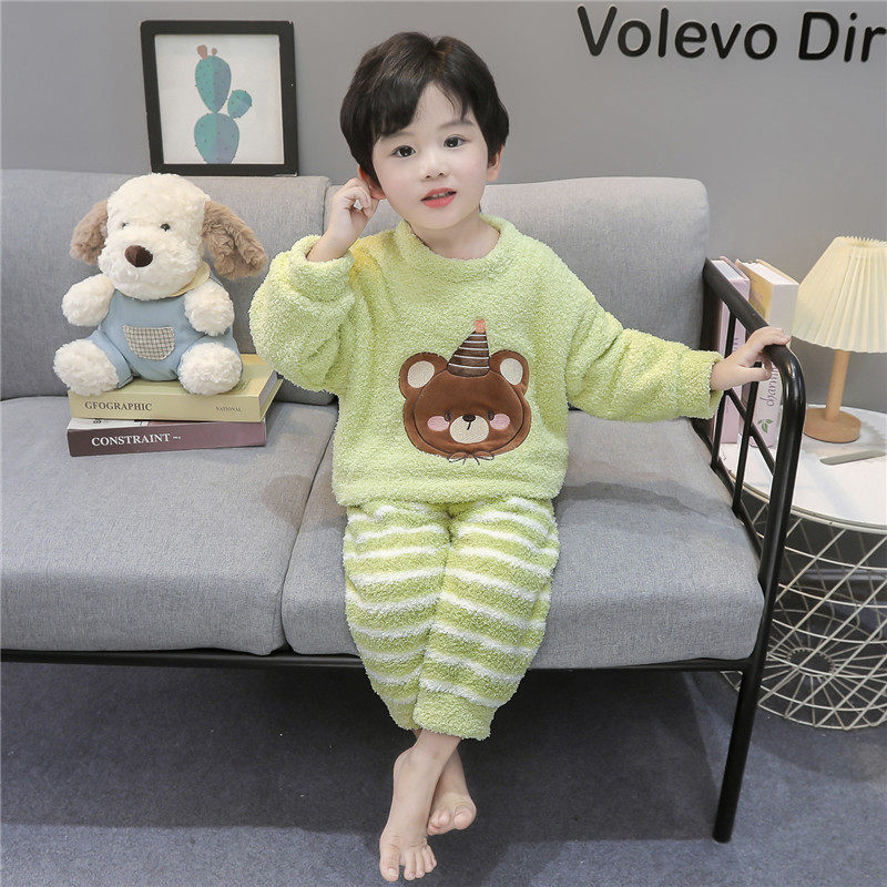男童睡衣冬季半边绒儿童加厚套头家居服男孩宝宝条纹卡通睡衣秋冬,淘宝优惠券,粉丝福利购,淘宝优惠卷