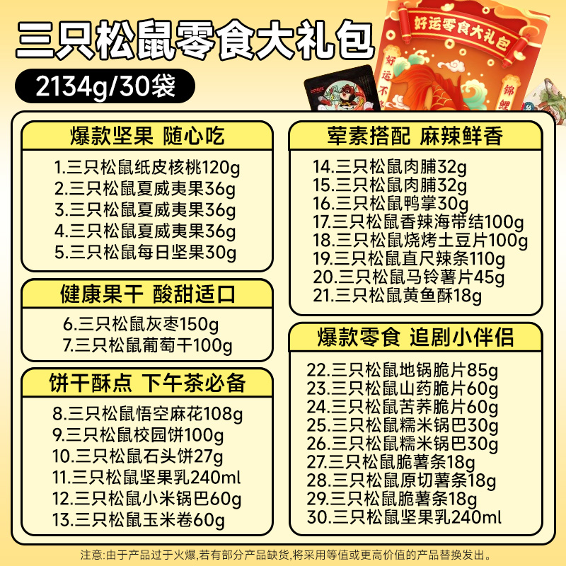 三只松鼠巨型零食大礼包送礼休闲食品爆款坚果礼盒整箱送女友小吃