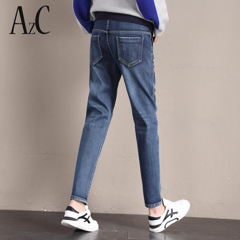 秋季外穿直筒宽松加绒孕妇裤子 安智彩孕妇直筒裤