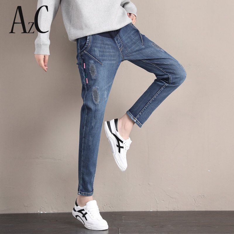 秋季外穿直筒宽松加绒孕妇裤子 安智彩孕妇直筒裤