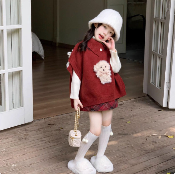 女童冬装半身裙2026新款小女孩毛呢加厚格子半裙红色新年包臀短裙,淘宝优惠券,粉丝福利购,淘宝优惠卷