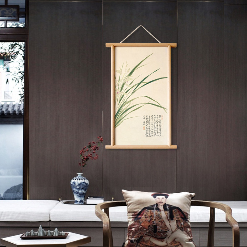 水墨宣言新中式花鸟挂画玄关墙饰装饰画茶室墙挂件走廊尽头墙画_虎窝淘