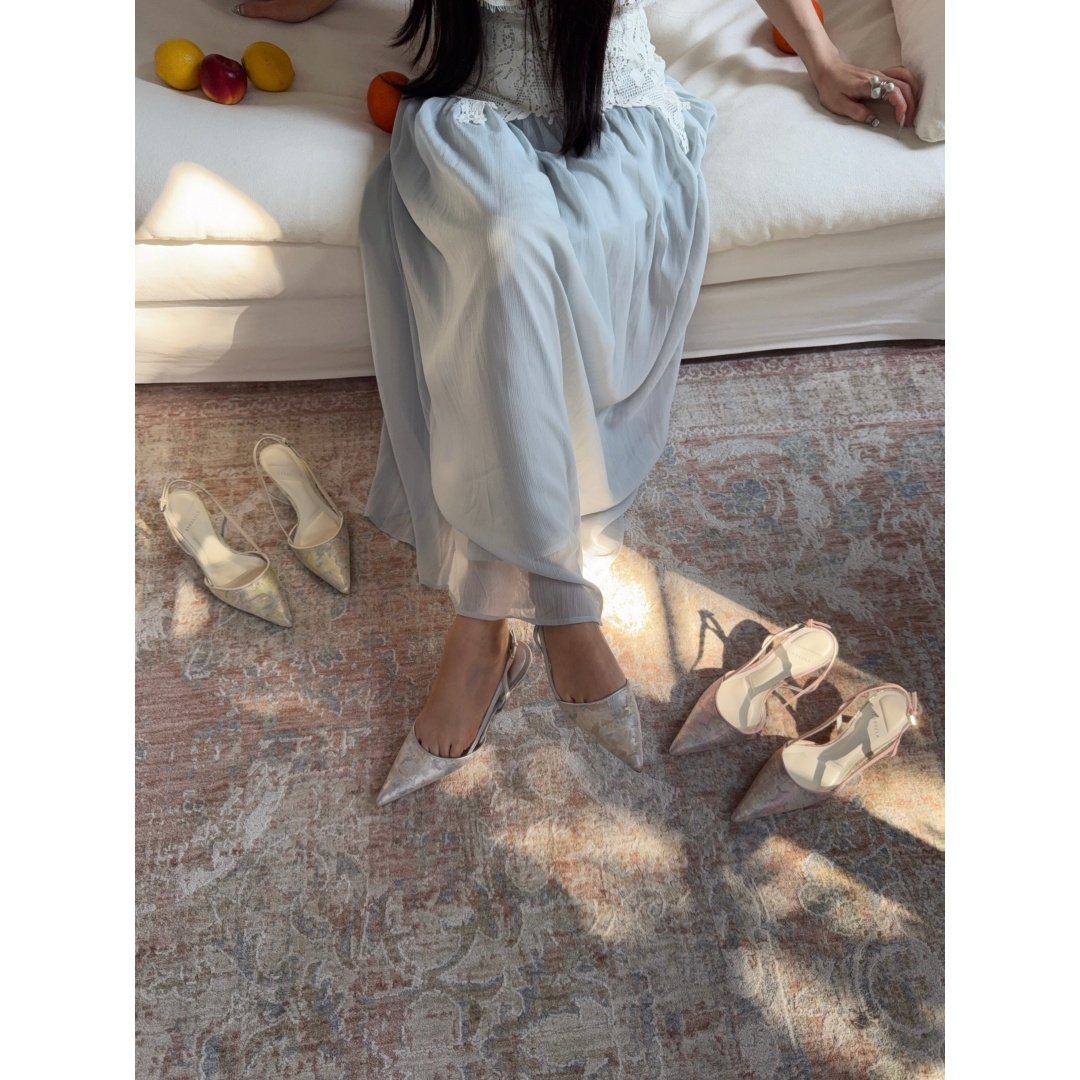 月光森林~新中式尖头金属丝凉鞋女 高级优雅宴会小猫跟后空高跟鞋,淘宝优惠券,粉丝福利购,淘宝优惠卷