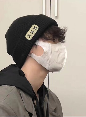 毛线帽男冬季冷帽大头围冬天棉帽男生秋冬帽子时尚黑色针织帽女潮